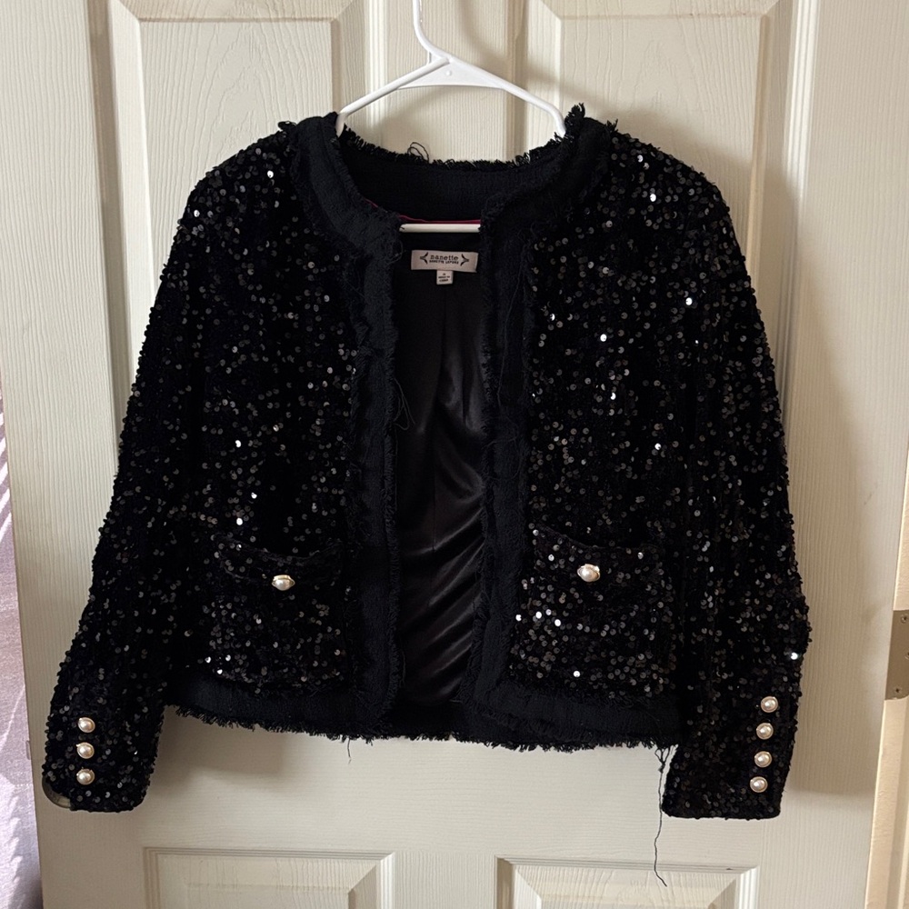 Nanette Lepore Black Sequin Blazer